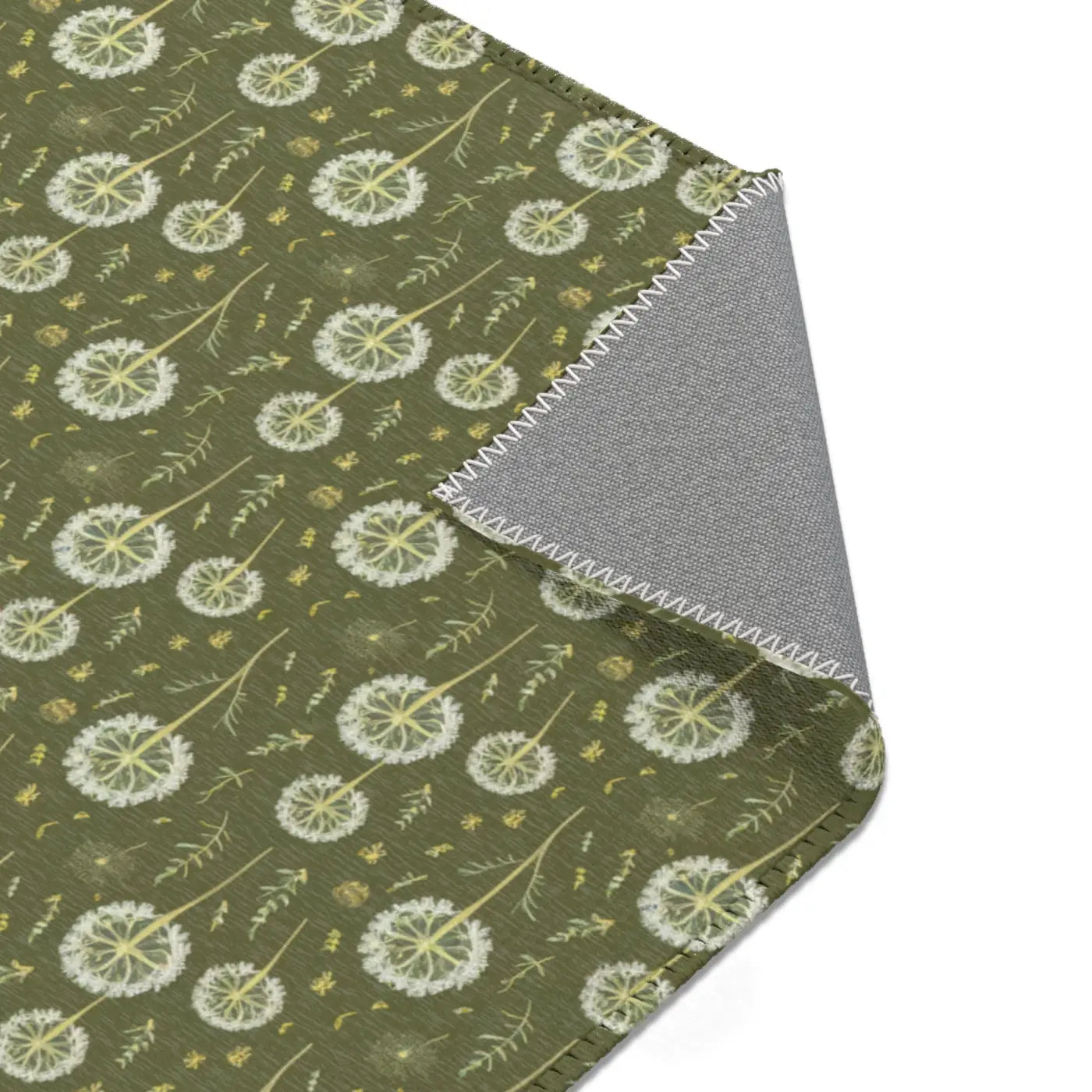 Dandelions Green Area Rugs - Polyester Chenille Design - DipaliZ