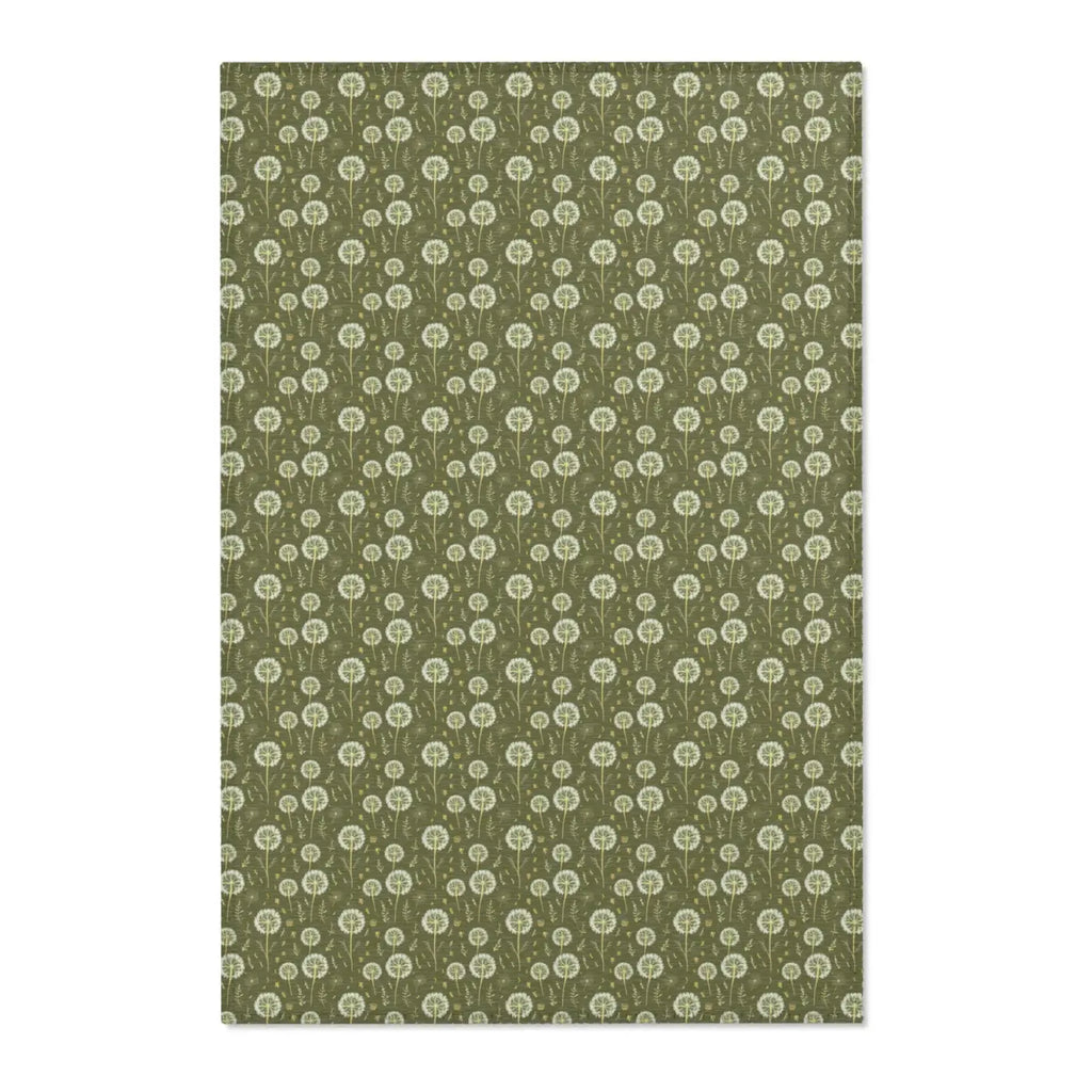Dandelions Green Area Rugs - Polyester Chenille Design - DipaliZ