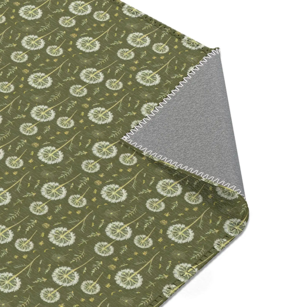 Dandelions Green Area Rugs - Polyester Chenille Design - DipaliZ