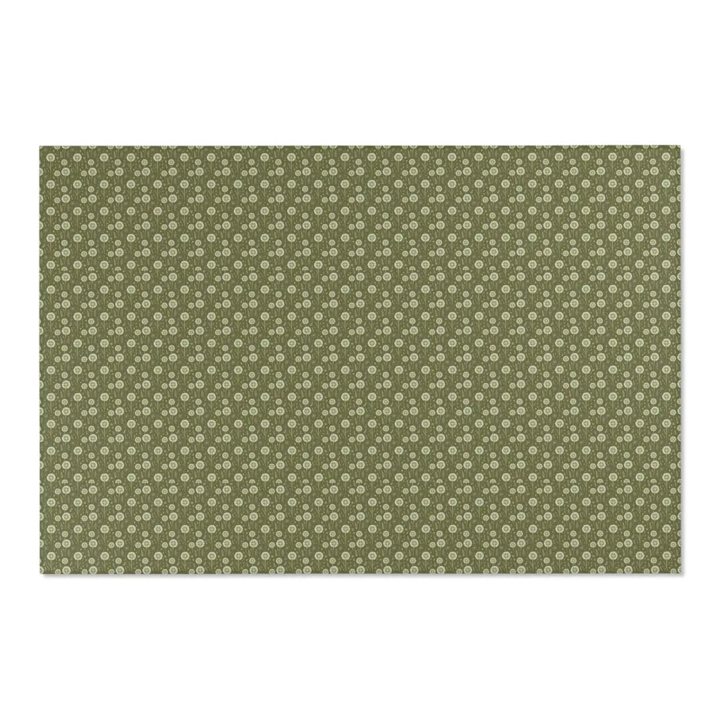 Dandelions Green Area Rugs - Polyester Chenille Design - DipaliZ