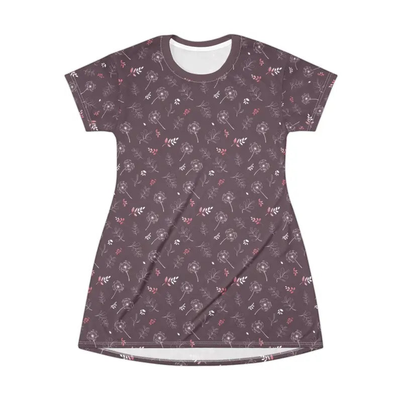 Dandelions on Mauve T-Shirt Dress - Comfort Fit - DipaliZ