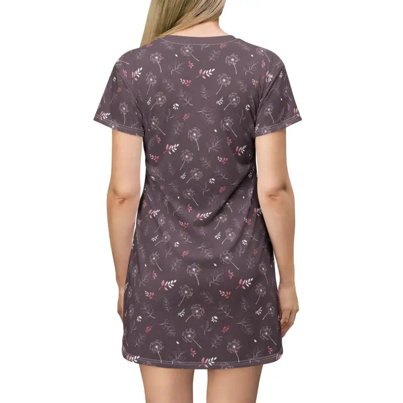 Dandelions on Mauve T-Shirt Dress - Comfort Fit - DipaliZ