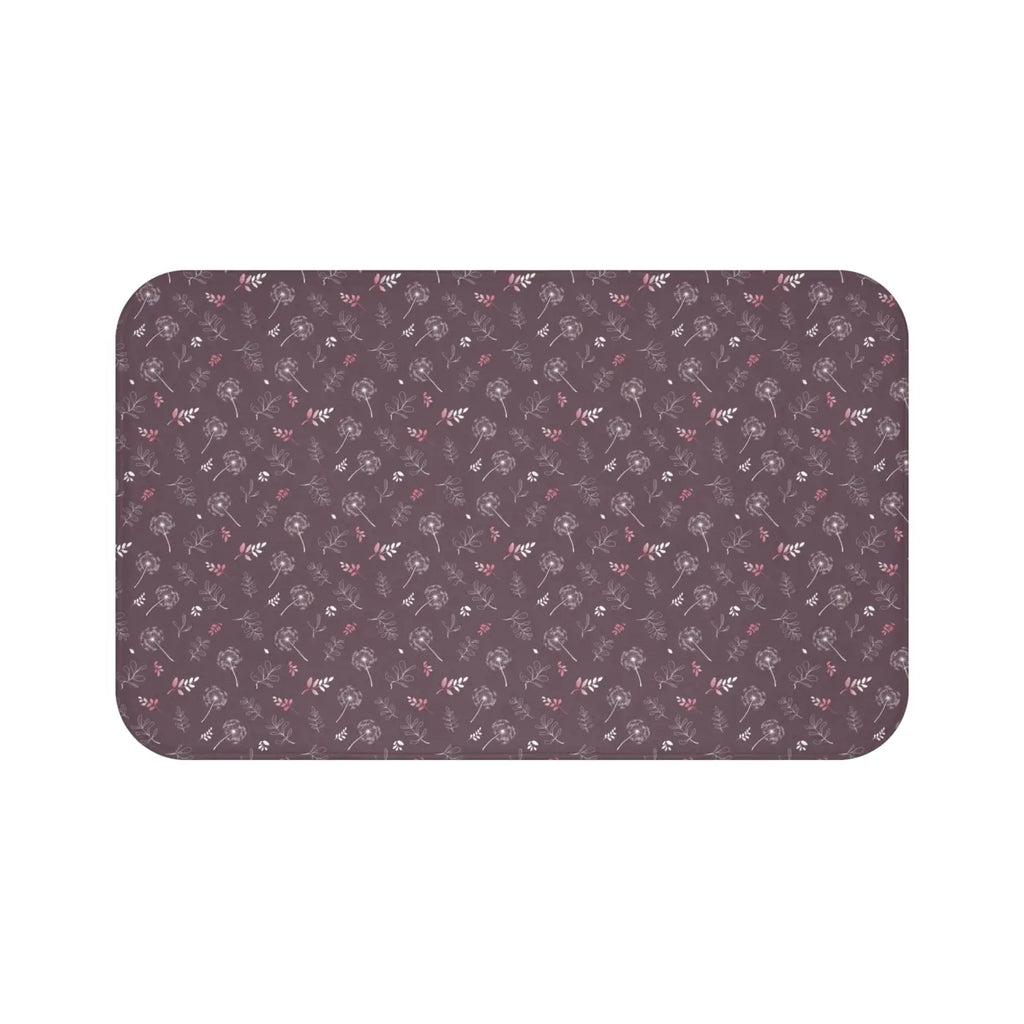 Dandelions Mauve Bath Mat - Dreamy Floral Bathroom Decor - DipaliZ