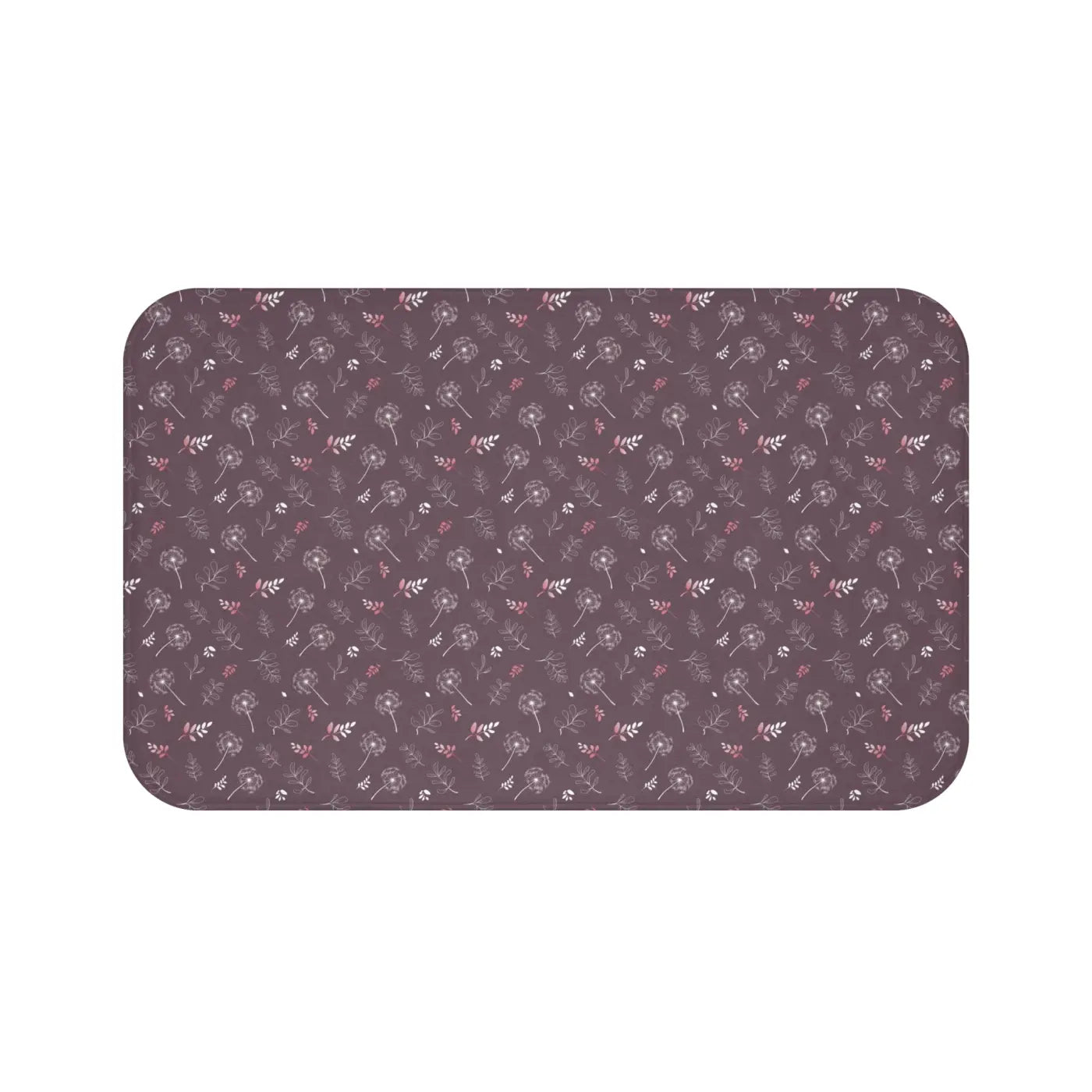 Dandelions Mauve Bath Mat - Dreamy Floral Bathroom Decor - DipaliZ