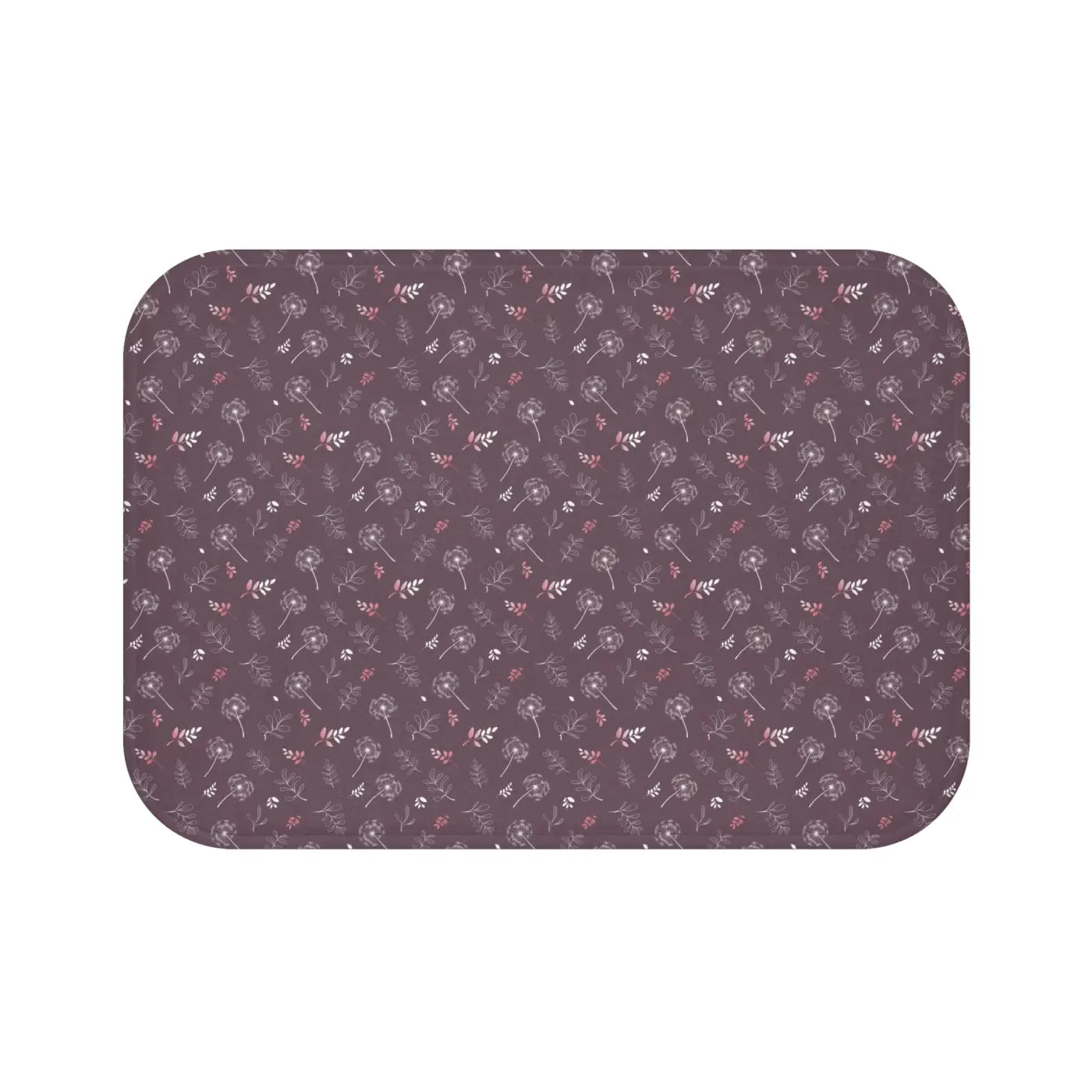 Dandelions Mauve Bath Mat - Dreamy Floral Bathroom Decor - DipaliZ