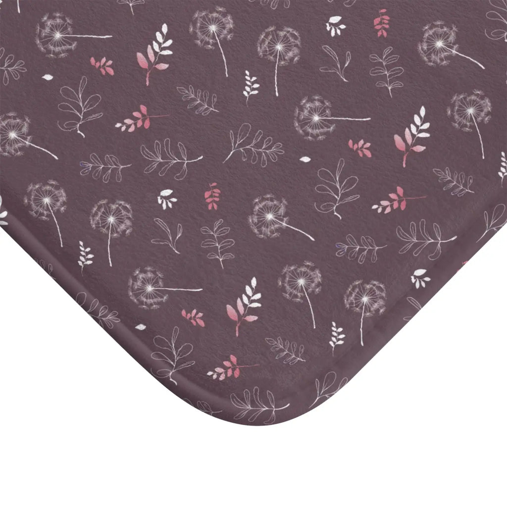 Dandelions Mauve Bath Mat - Dreamy Floral Bathroom Decor - DipaliZ