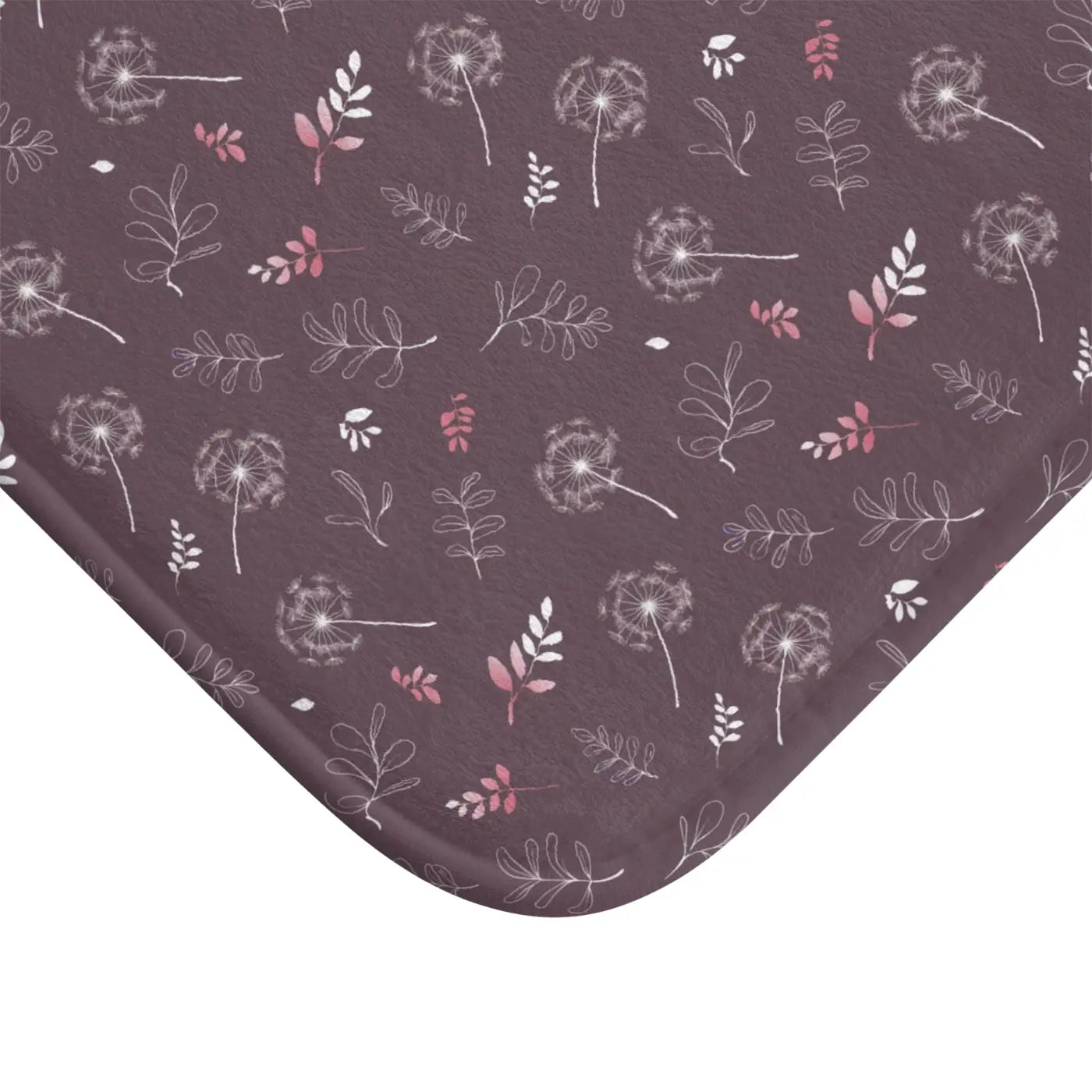 Dandelions Mauve Bath Mat - Dreamy Floral Bathroom Decor - DipaliZ