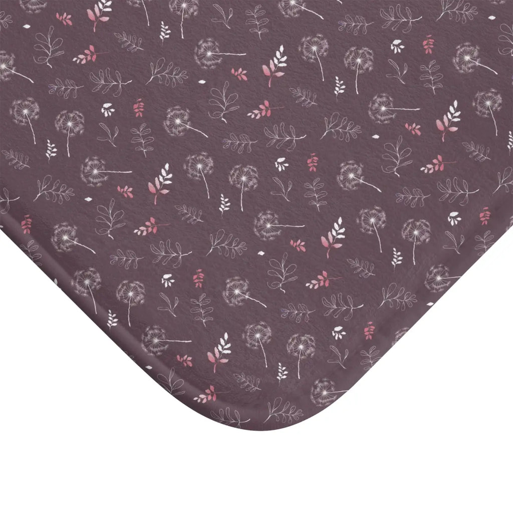 Dandelions Mauve Bath Mat - Dreamy Floral Bathroom Decor - DipaliZ
