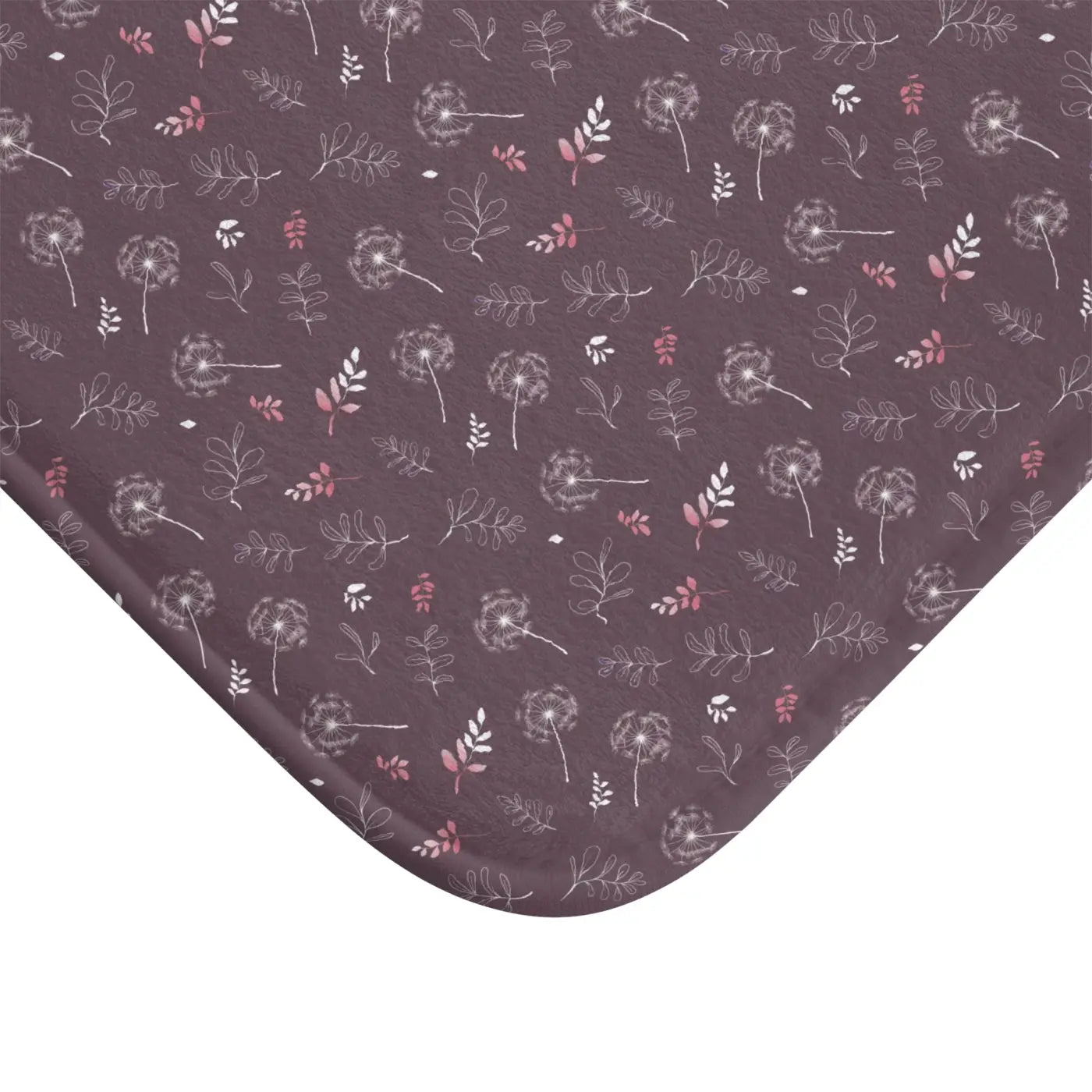 Dandelions Mauve Bath Mat - Dreamy Floral Bathroom Decor - DipaliZ