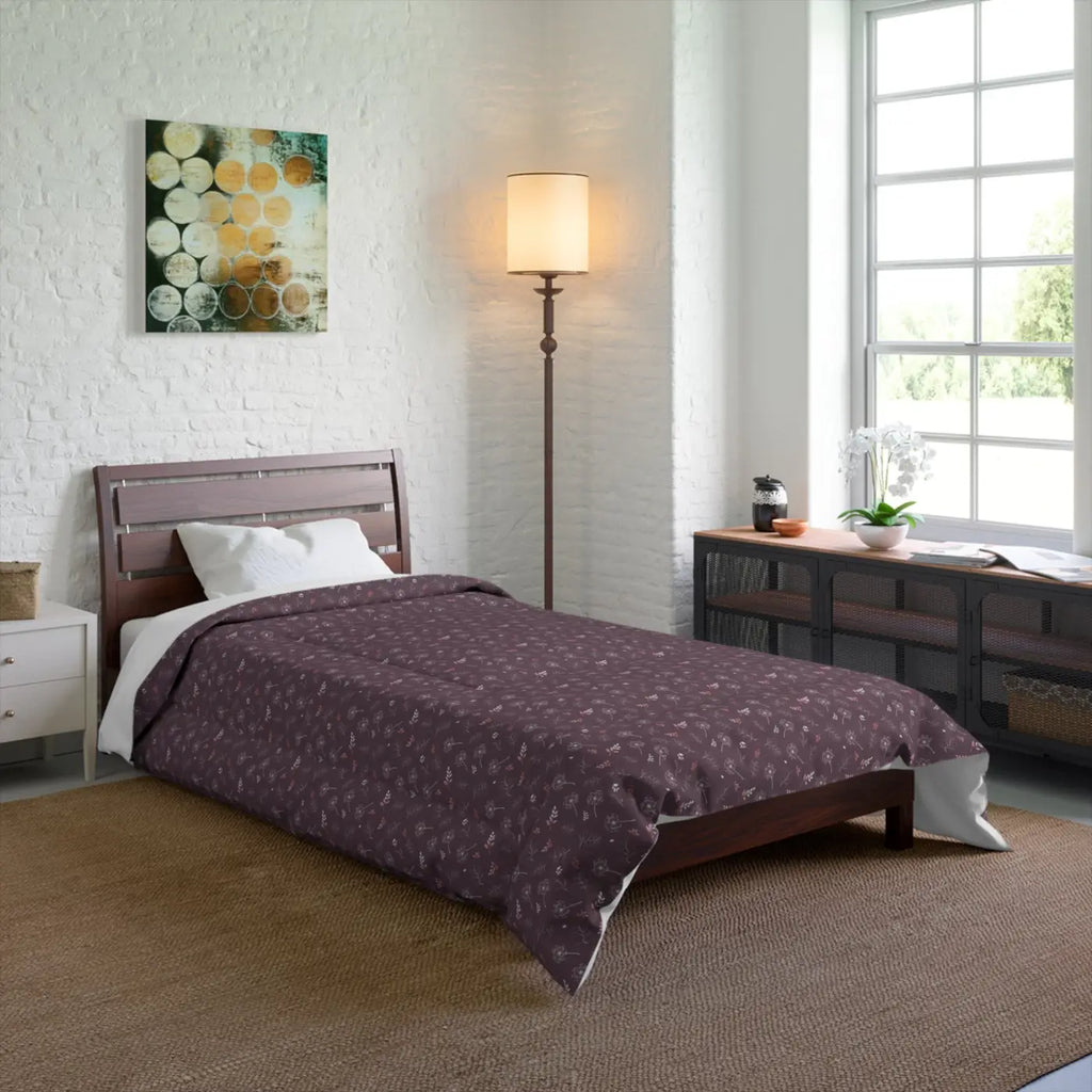 Luxurious Dandelions Comforter - Mauve Dream Design - DipaliZ