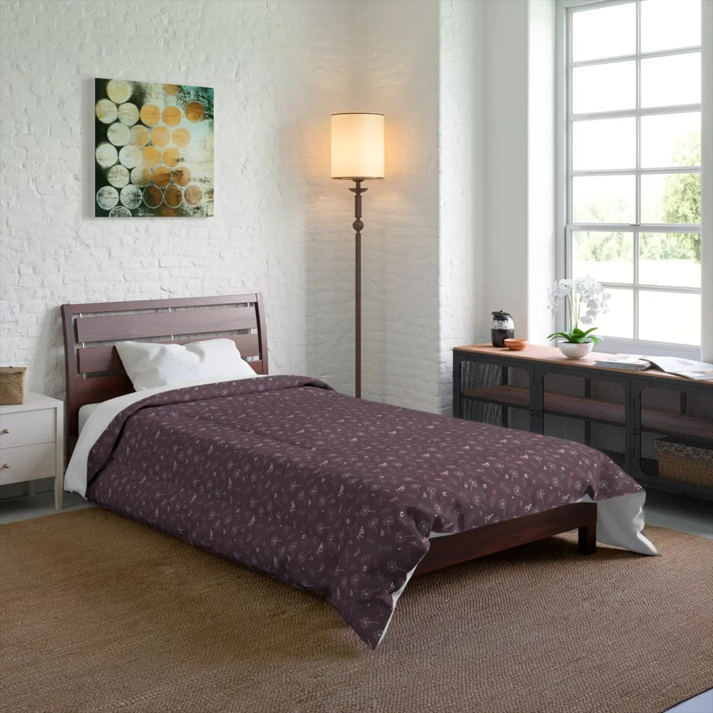 Luxurious Dandelions Comforter - Mauve Dream Design - DipaliZ