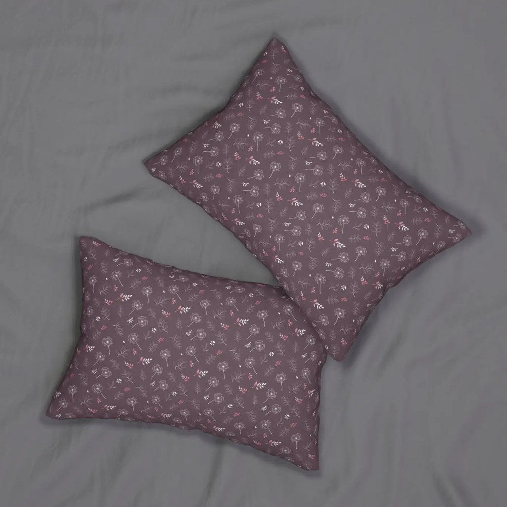 Mauve Spun Polyester Lumbar Pillow - Dandelion Glam Design - DipaliZ