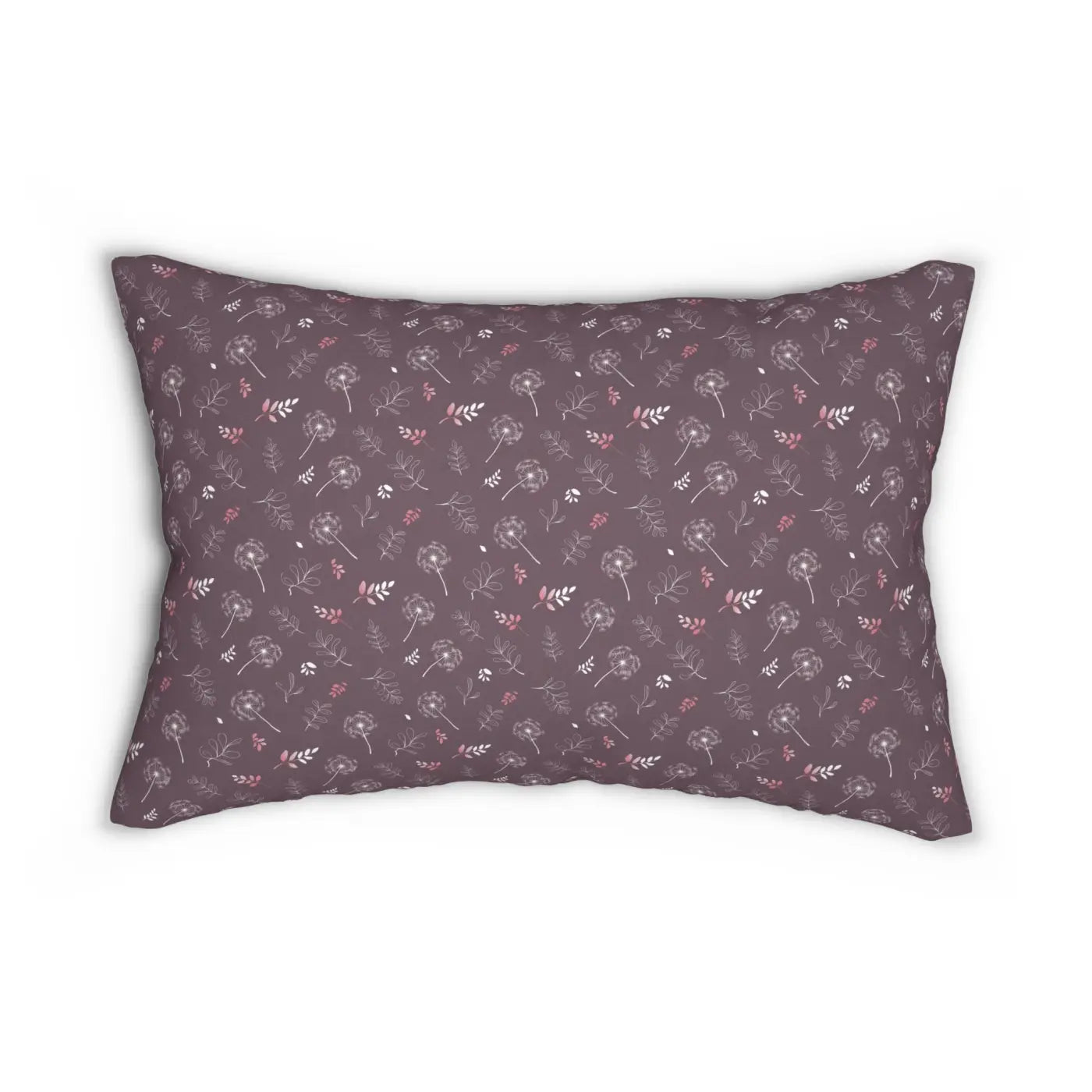 Mauve Spun Polyester Lumbar Pillow - Dandelion Glam Design - DipaliZ
