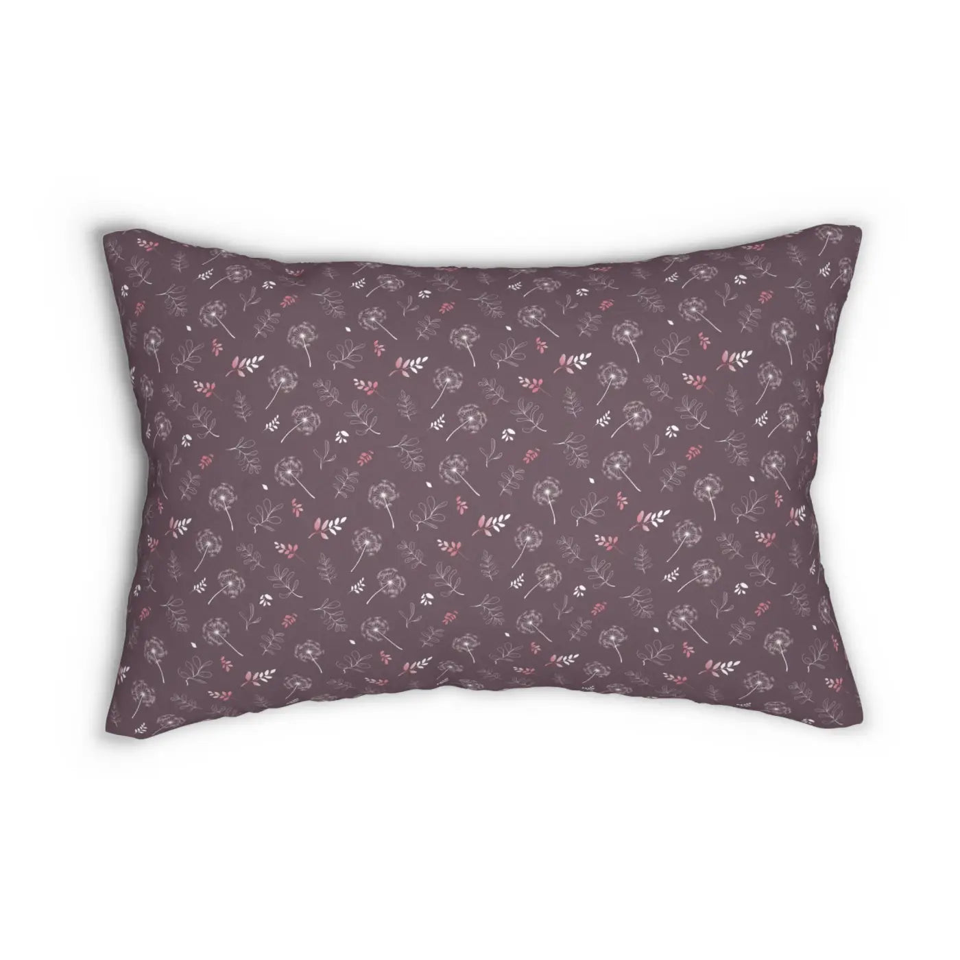 Mauve Spun Polyester Lumbar Pillow - Dandelion Glam Design - DipaliZ