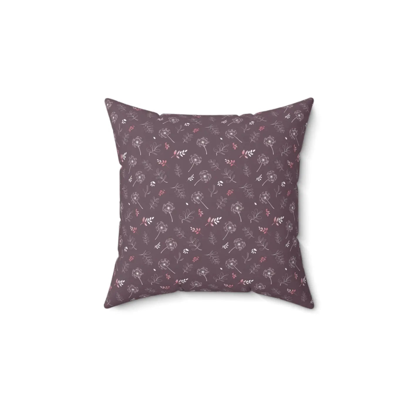 Dandelion Square Pillow - Mauve Polyester Cover - DipaliZ