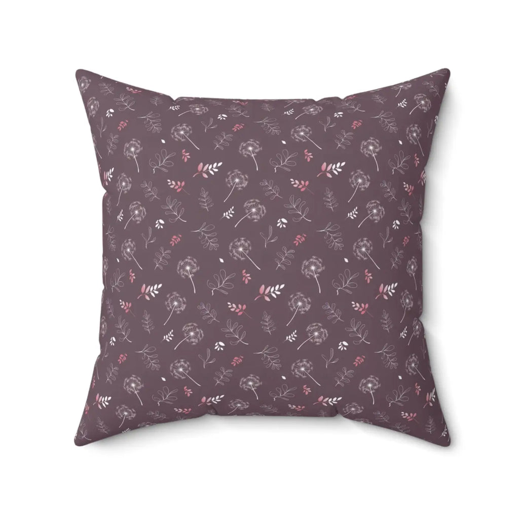 Dandelion Square Pillow - Mauve Polyester Cover - DipaliZ
