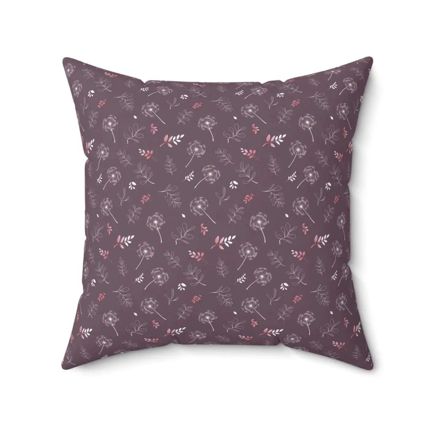 Dandelion Square Pillow - Mauve Polyester Cover - DipaliZ
