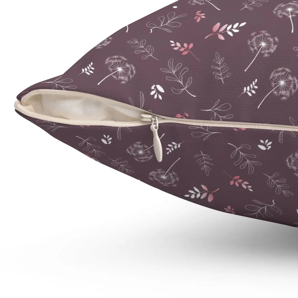Dandelion Square Pillow - Mauve Polyester Cover - DipaliZ