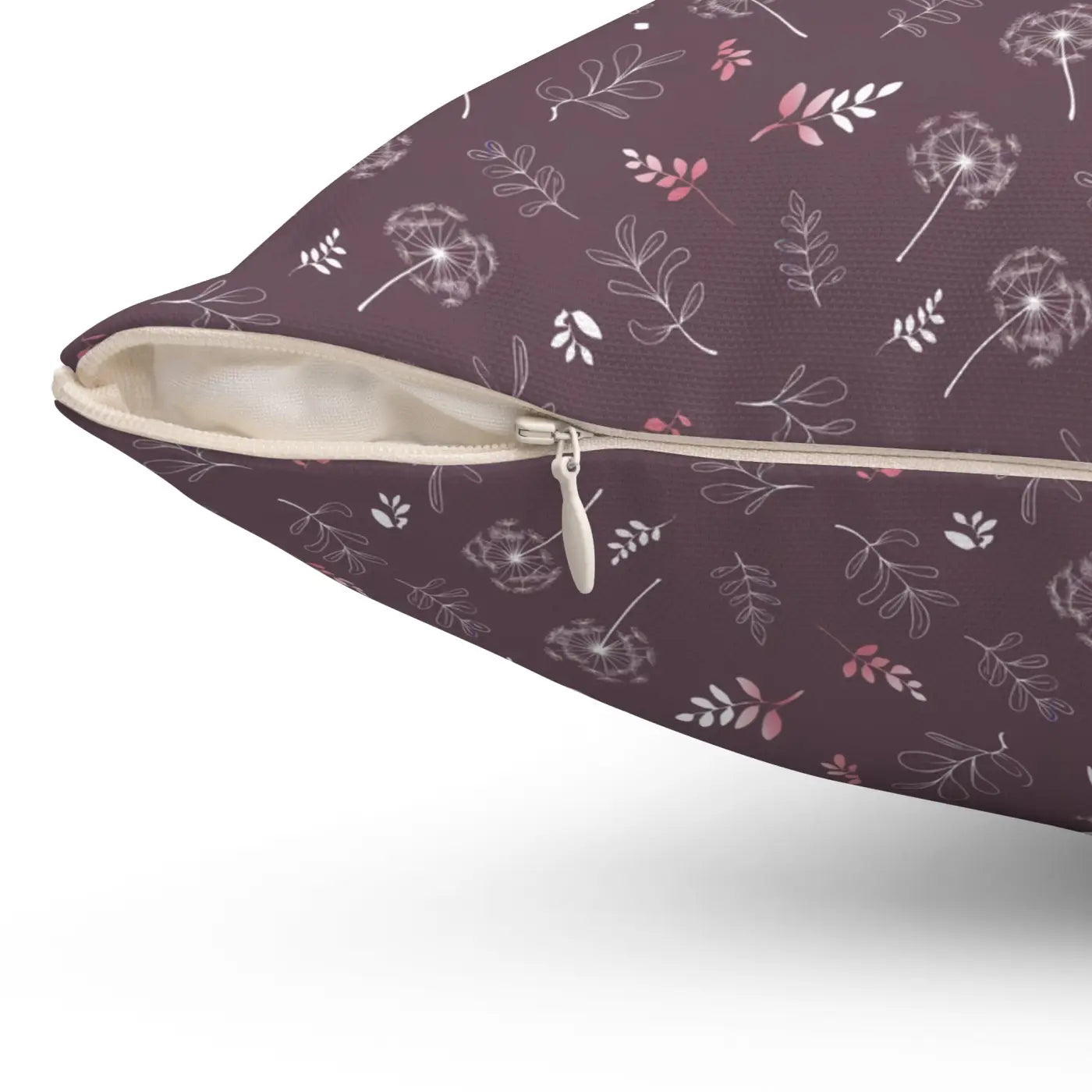 Dandelion Square Pillow - Mauve Polyester Cover - DipaliZ
