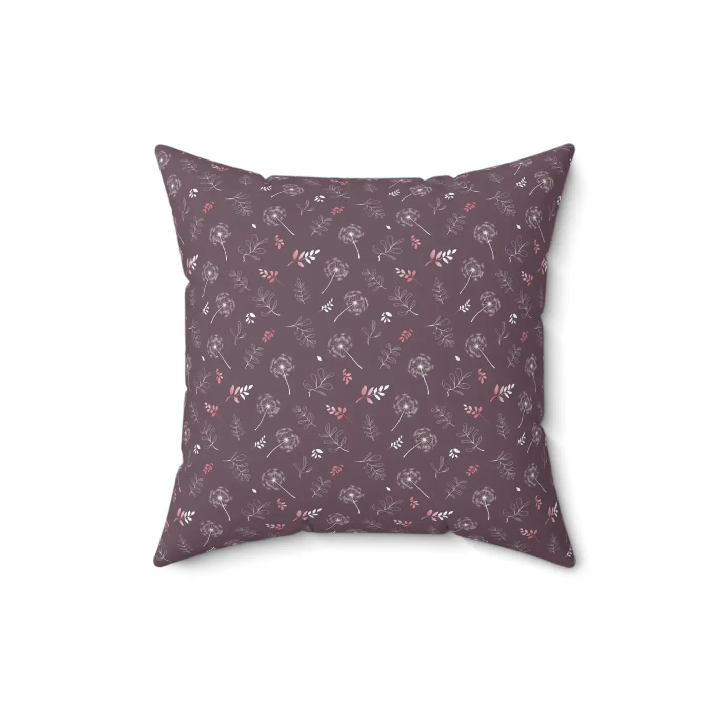 Dandelion Square Pillow - Mauve Polyester Cover - DipaliZ