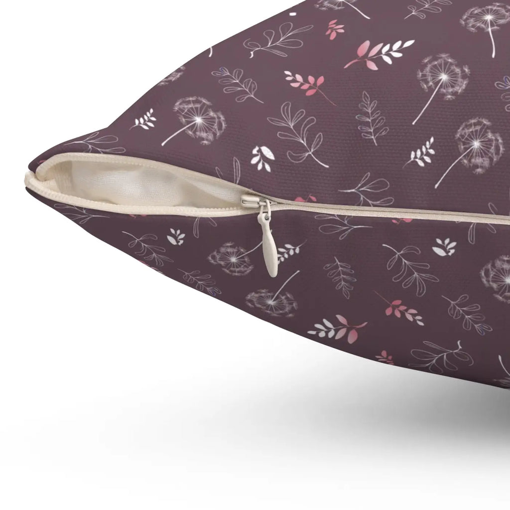 Dandelion Square Pillow - Mauve Polyester Cover - DipaliZ