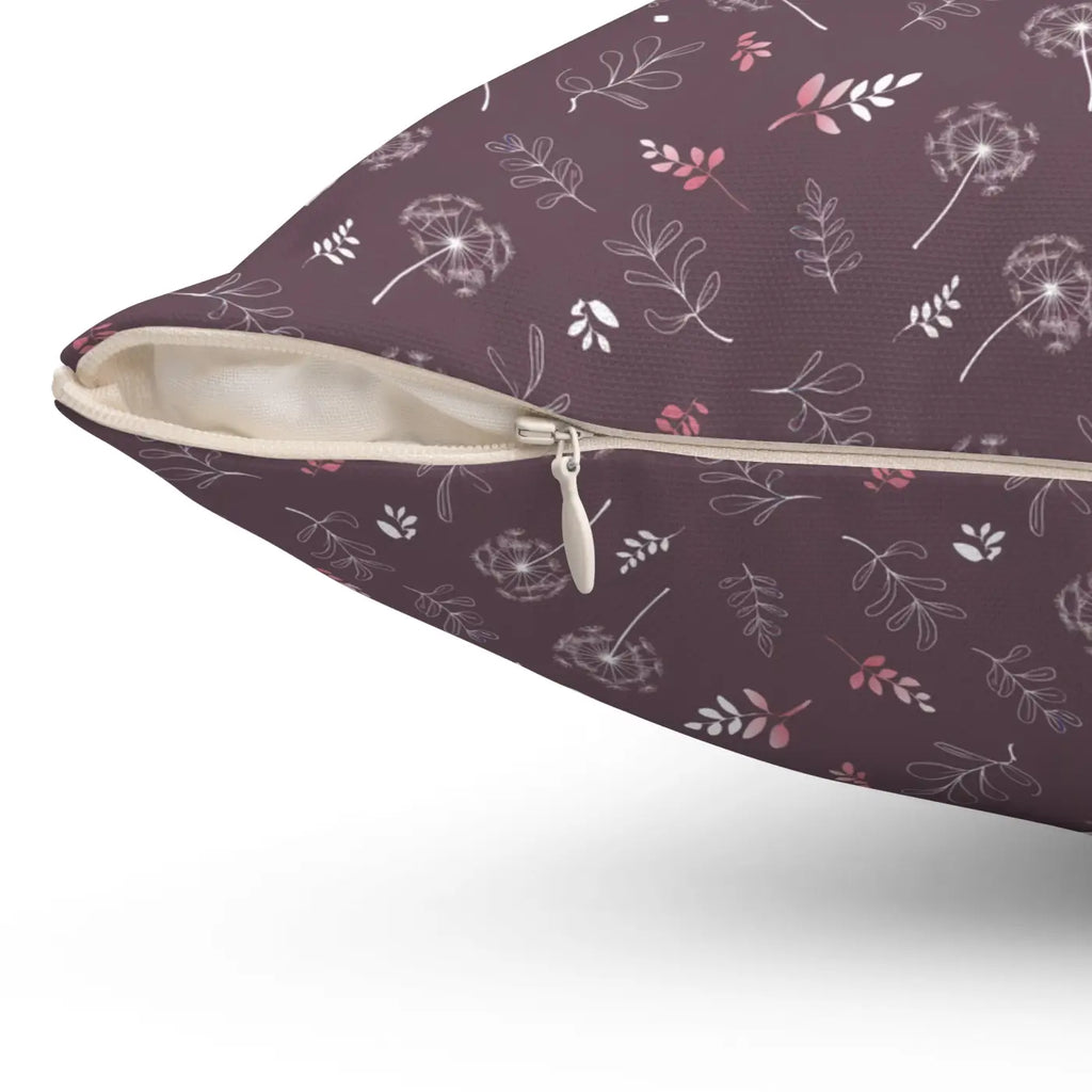 Dandelion Square Pillow - Mauve Polyester Cover - DipaliZ