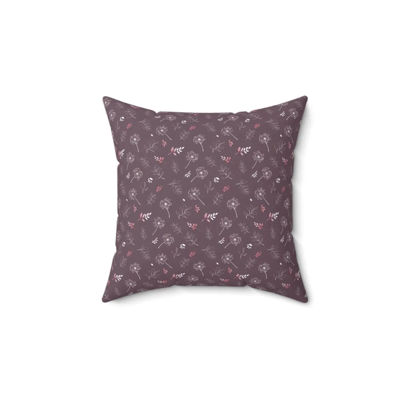 Dandelion Square Pillow - Mauve Polyester Cover - DipaliZ