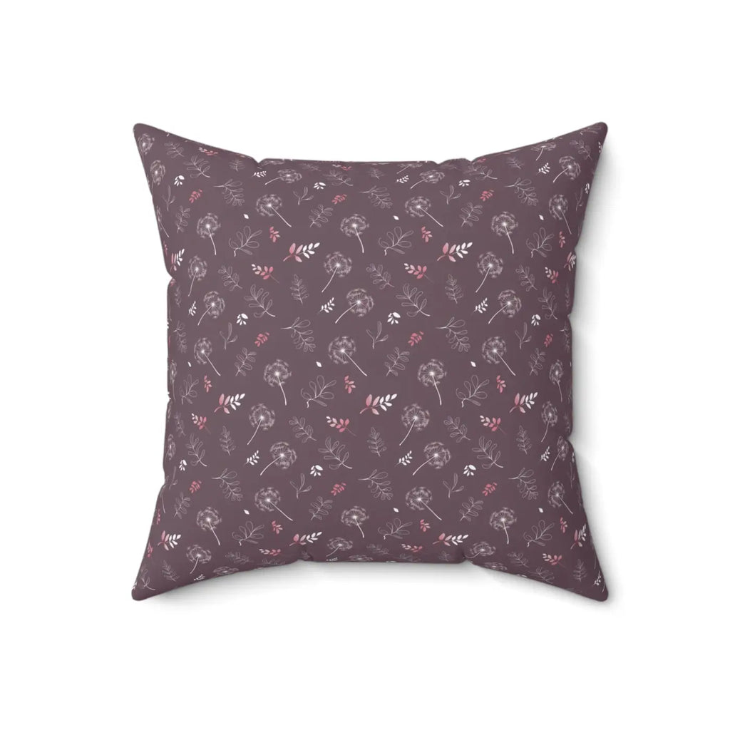 Dandelion Square Pillow - Mauve Polyester Cover - DipaliZ