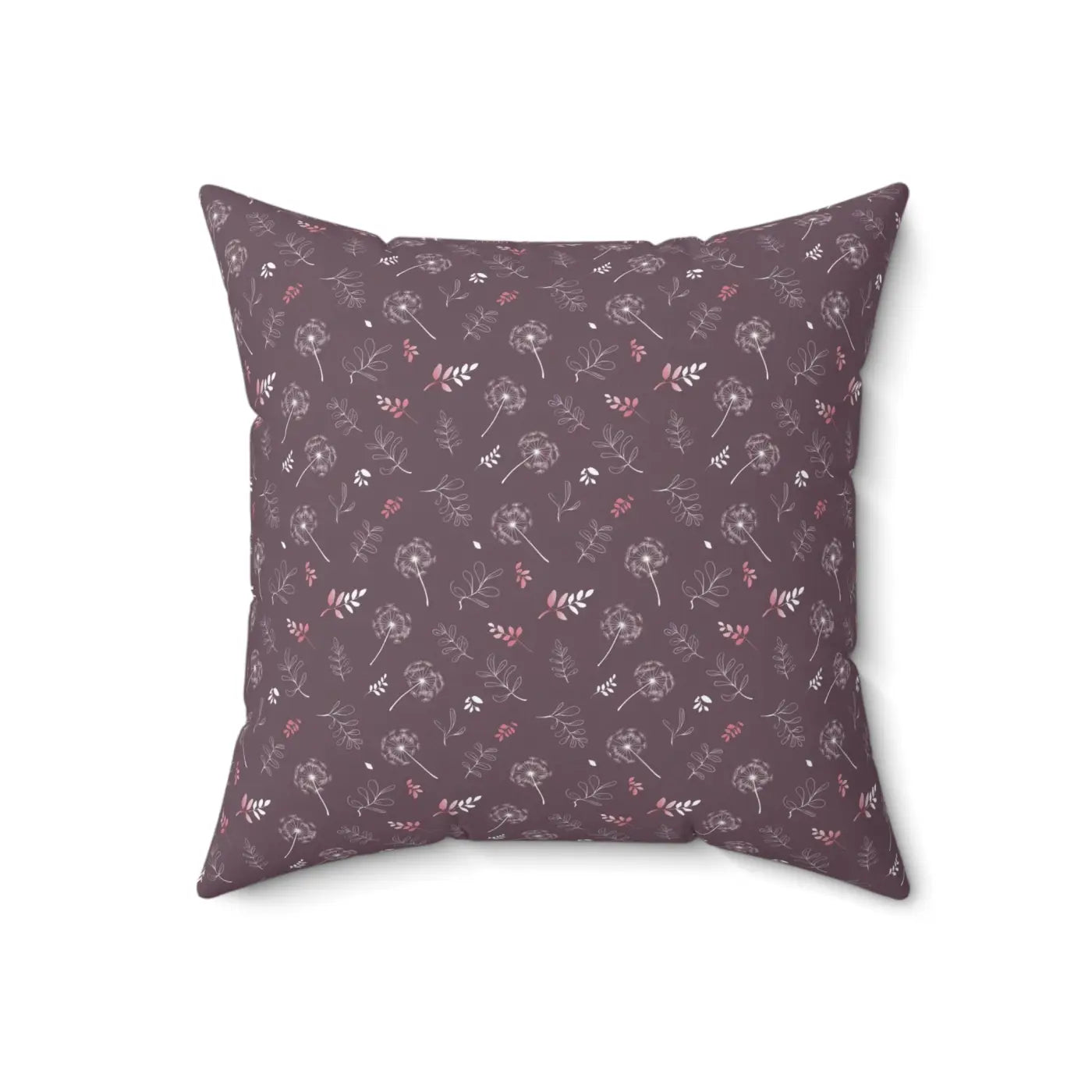 Dandelion Square Pillow - Mauve Polyester Cover - DipaliZ