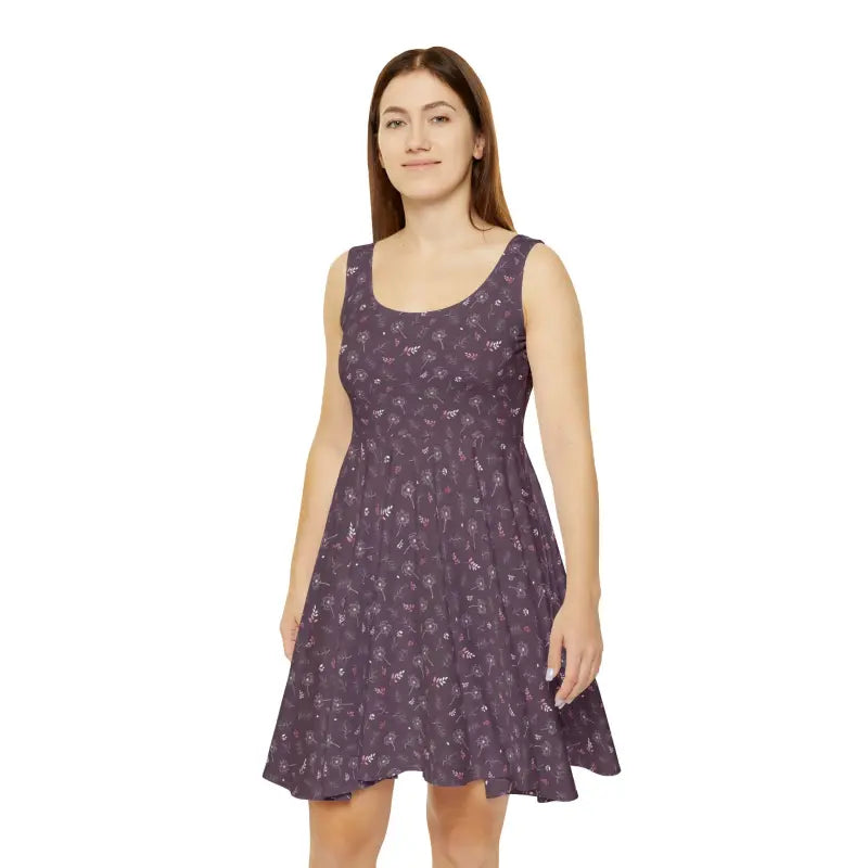Dandelion Skater Dress - Mauve Floral Womens Apparel - DipaliZ