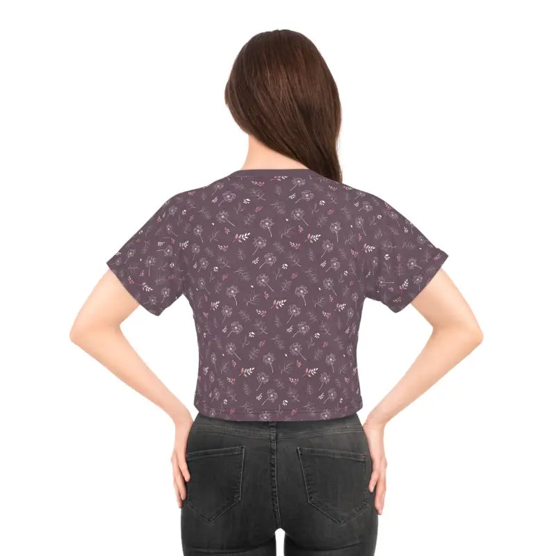 Dandelions Crop Top - Mauve AOP Silky Soft Polyester - DipaliZ