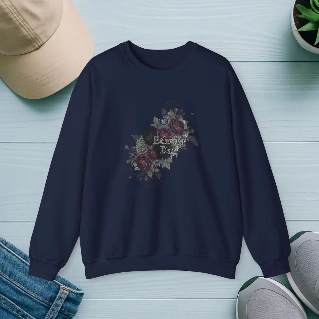Dark Floral Sweatshirt - Moody Botanical Design - DipaliZ