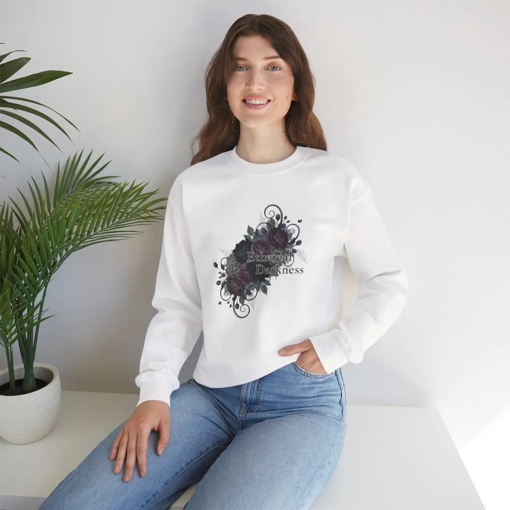 Dark Floral Sweatshirt - Moody Botanical Design - DipaliZ