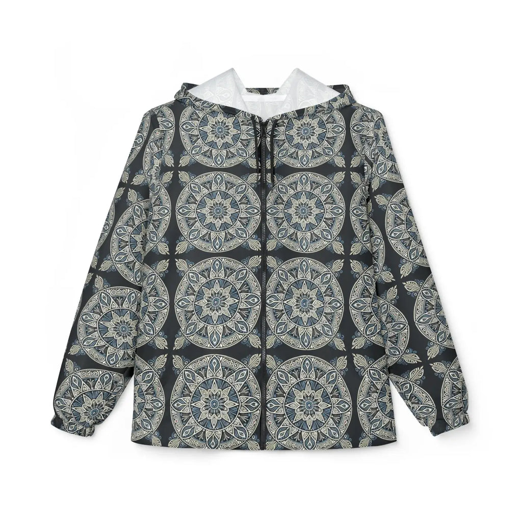 Unisex Windbreaker Jacket - Dark Geometric Sleek Design - DipaliZ