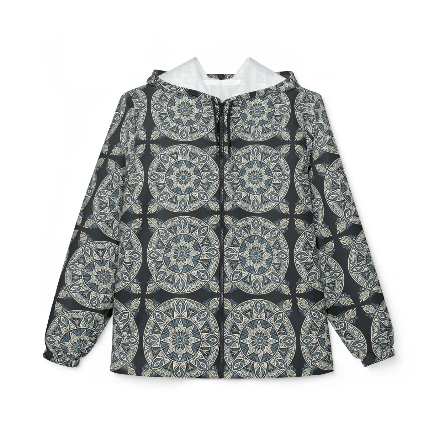 Unisex Windbreaker Jacket - Dark Geometric Sleek Design - DipaliZ