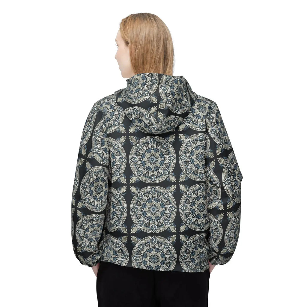 Unisex Windbreaker Jacket - Dark Geometric Sleek Design - DipaliZ