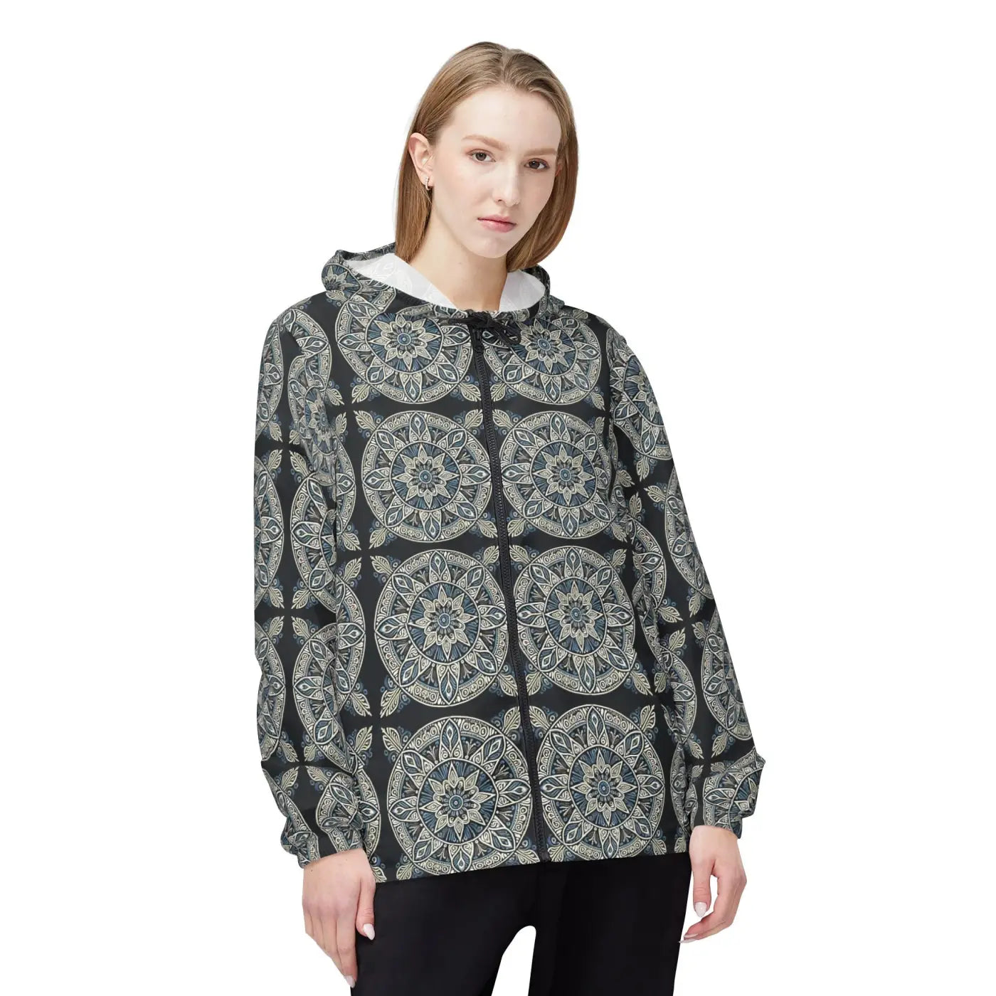 Unisex Windbreaker Jacket - Dark Geometric Sleek Design - DipaliZ