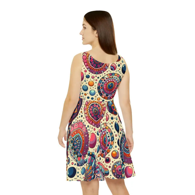 Womens Skater Dress - Playful Dots Pattern - DipaliZ