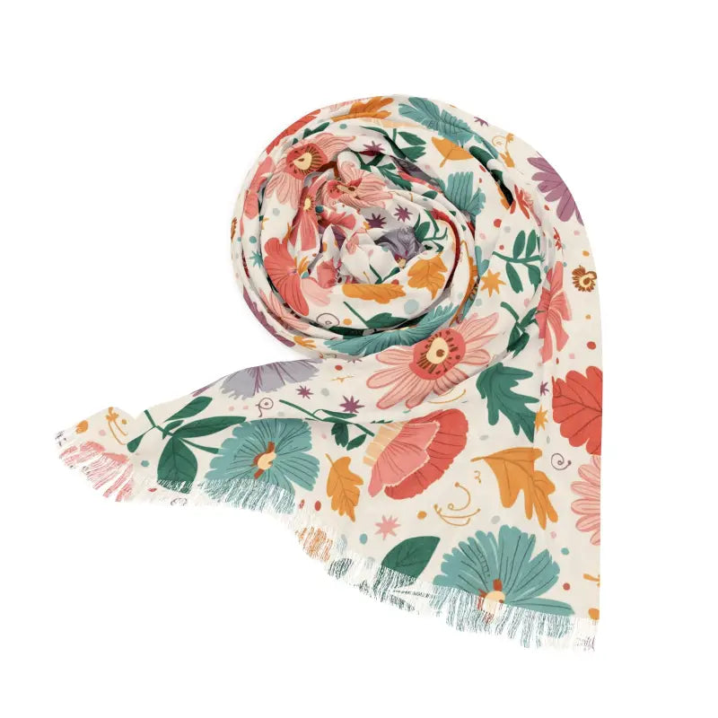Pastel Floral Scarf - Polyester Fashion Accessory - DipaliZ