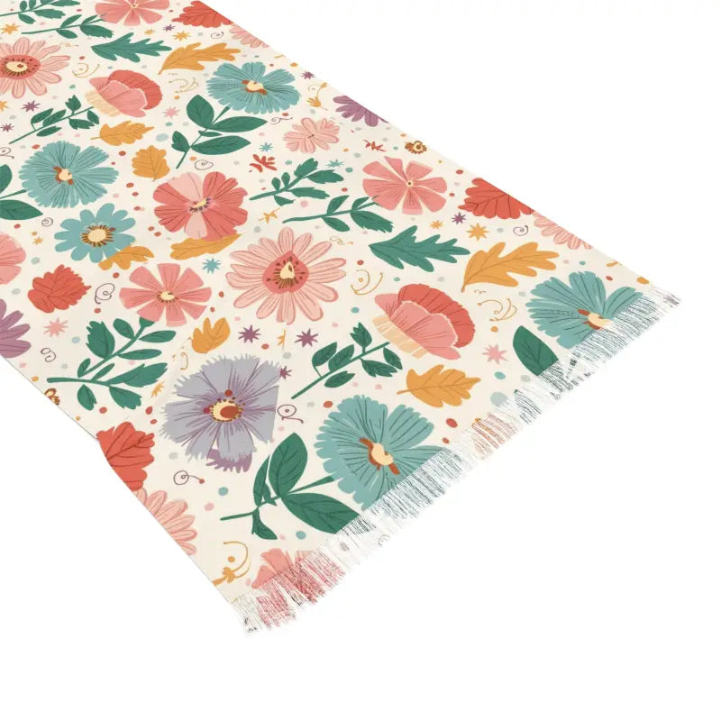 Pastel Floral Scarf - Polyester Fashion Accessory - DipaliZ