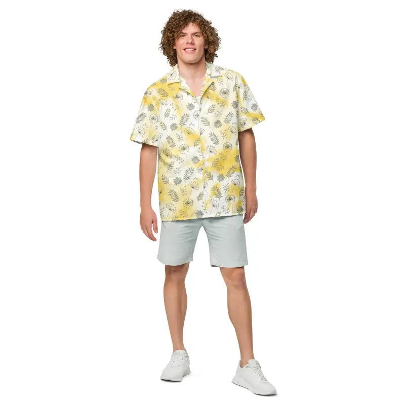 Yellow Tie Dye Unisex Button Shirt - Eco-Friendly Summer - DipaliZ