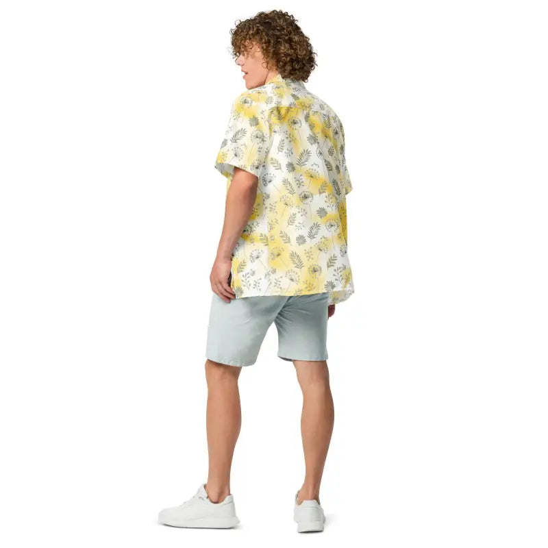 Yellow Tie Dye Unisex Button Shirt - Eco-Friendly Summer - DipaliZ