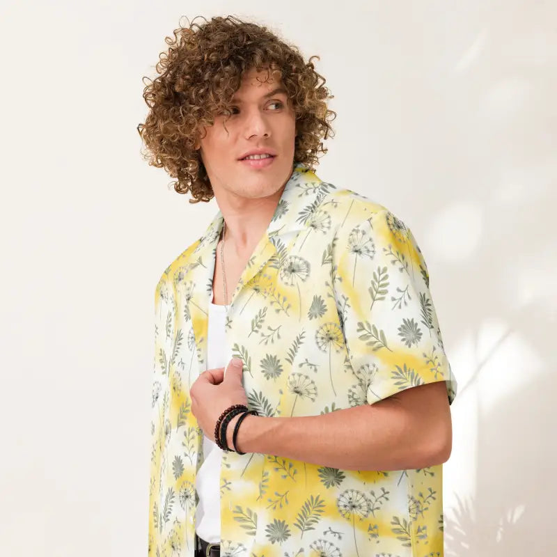 Yellow Tie Dye Unisex Button Shirt - Eco-Friendly Summer - DipaliZ