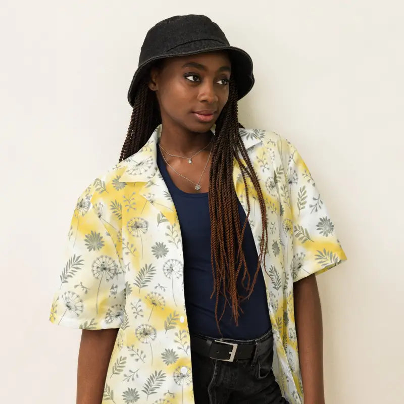Yellow Tie Dye Unisex Button Shirt - Eco-Friendly Summer - DipaliZ