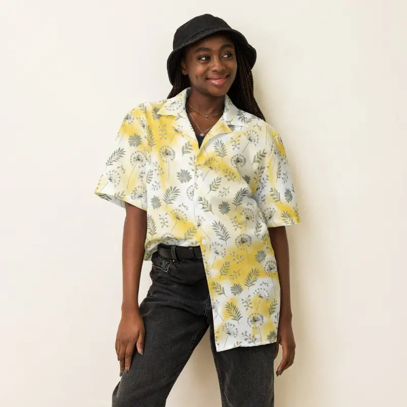 Yellow Tie Dye Unisex Button Shirt - Eco-Friendly Summer - DipaliZ