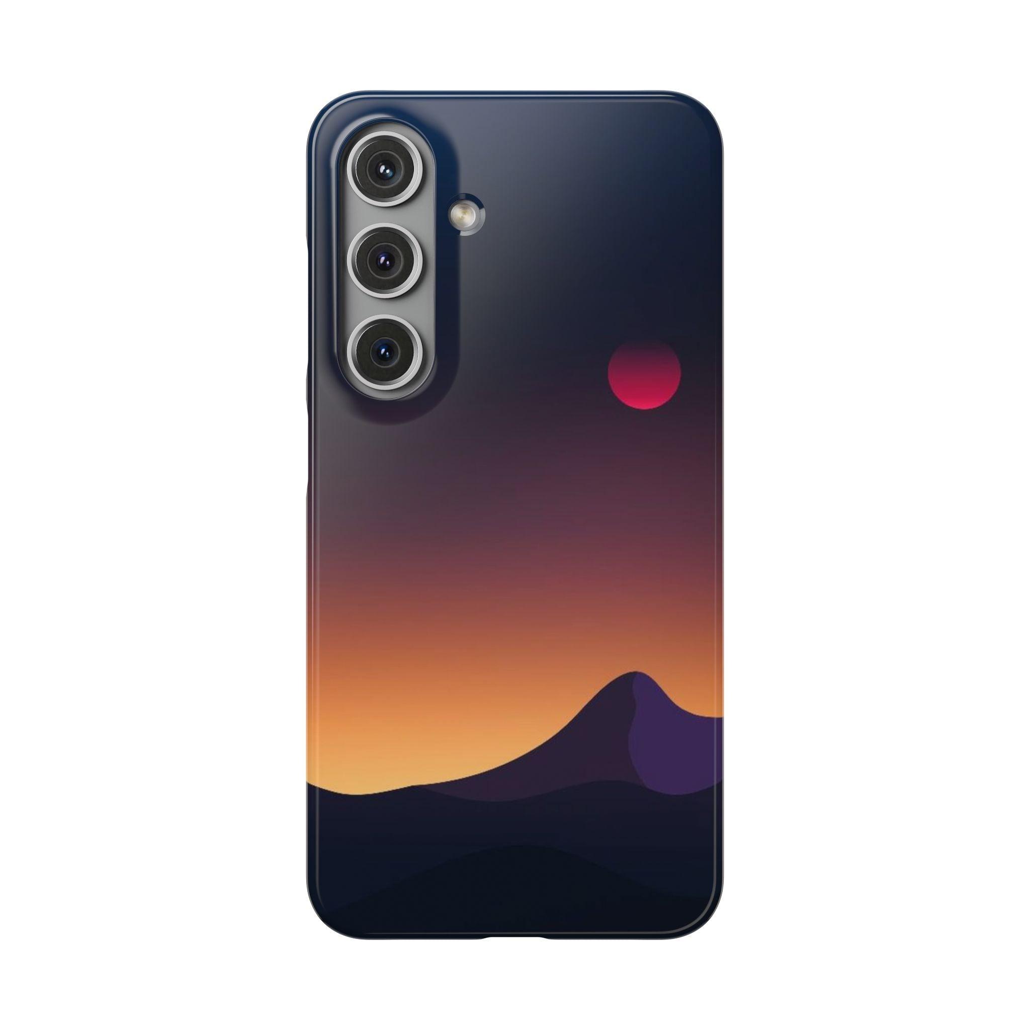 Samsung Soft Silicon Case with Minimalist Sunset Mountain Landscape Design