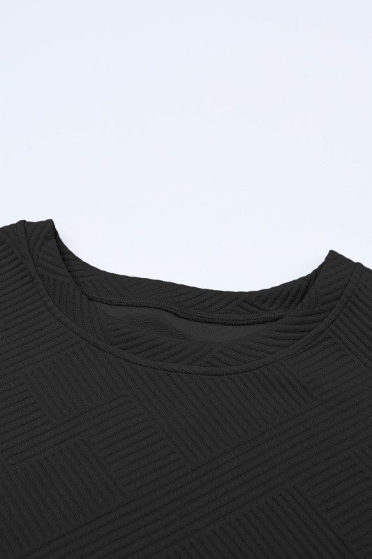 Solid Textured T-Shirt and Drawstring Pants Set