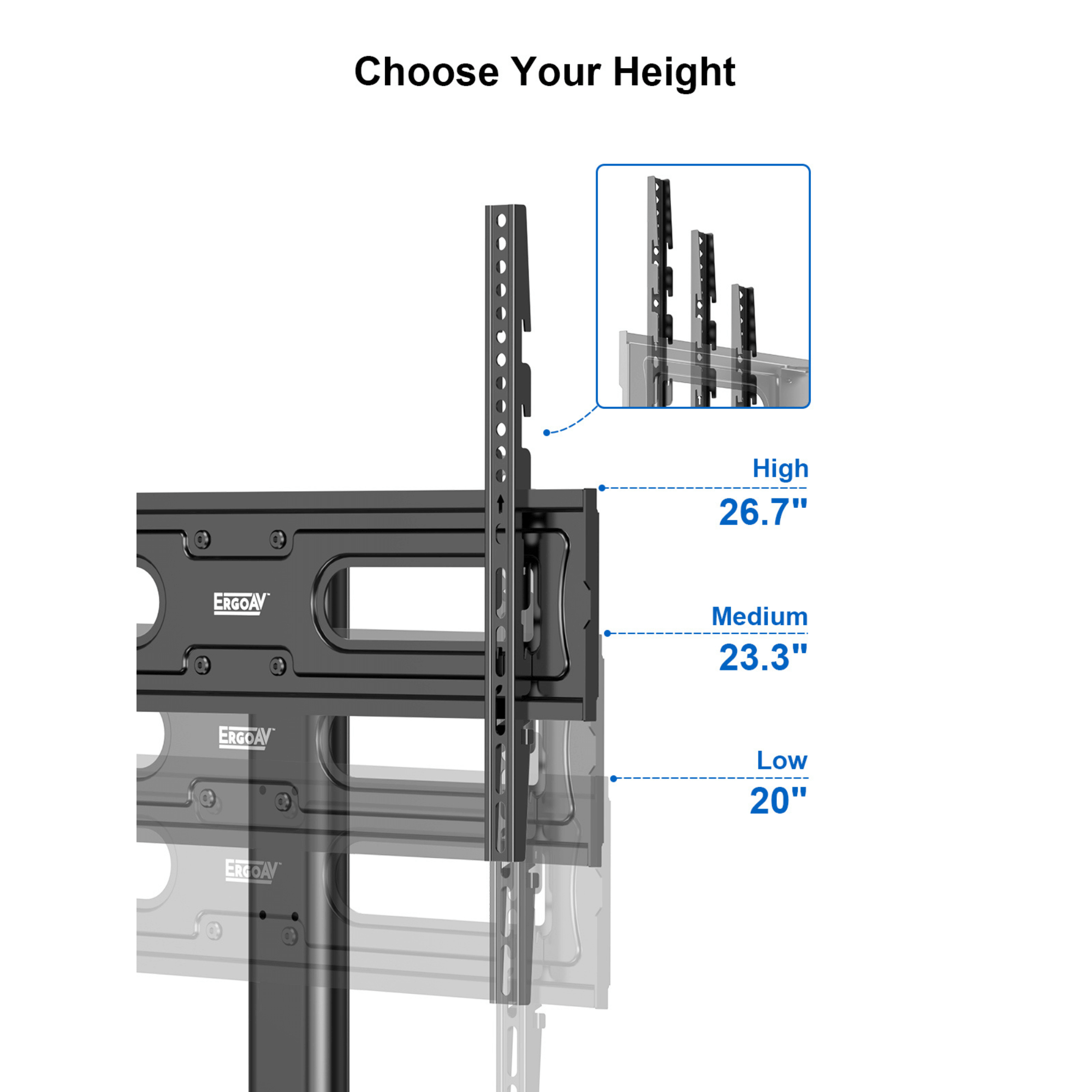 ErgoAV Tabletop TV Stand with Swivel for 40" to 75" TVs