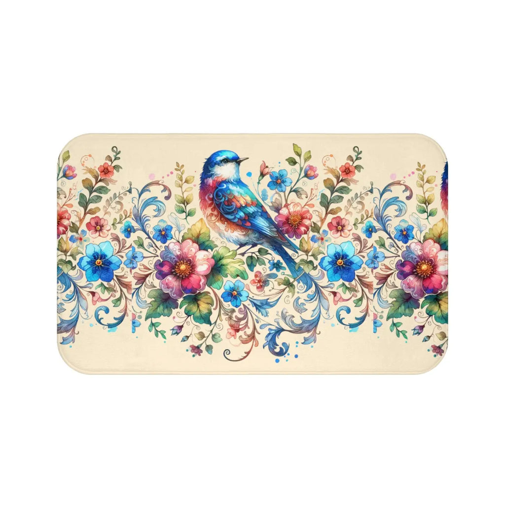 Moisture Absorbing Bath Mat - Bird and Flowers Design - DipaliZ