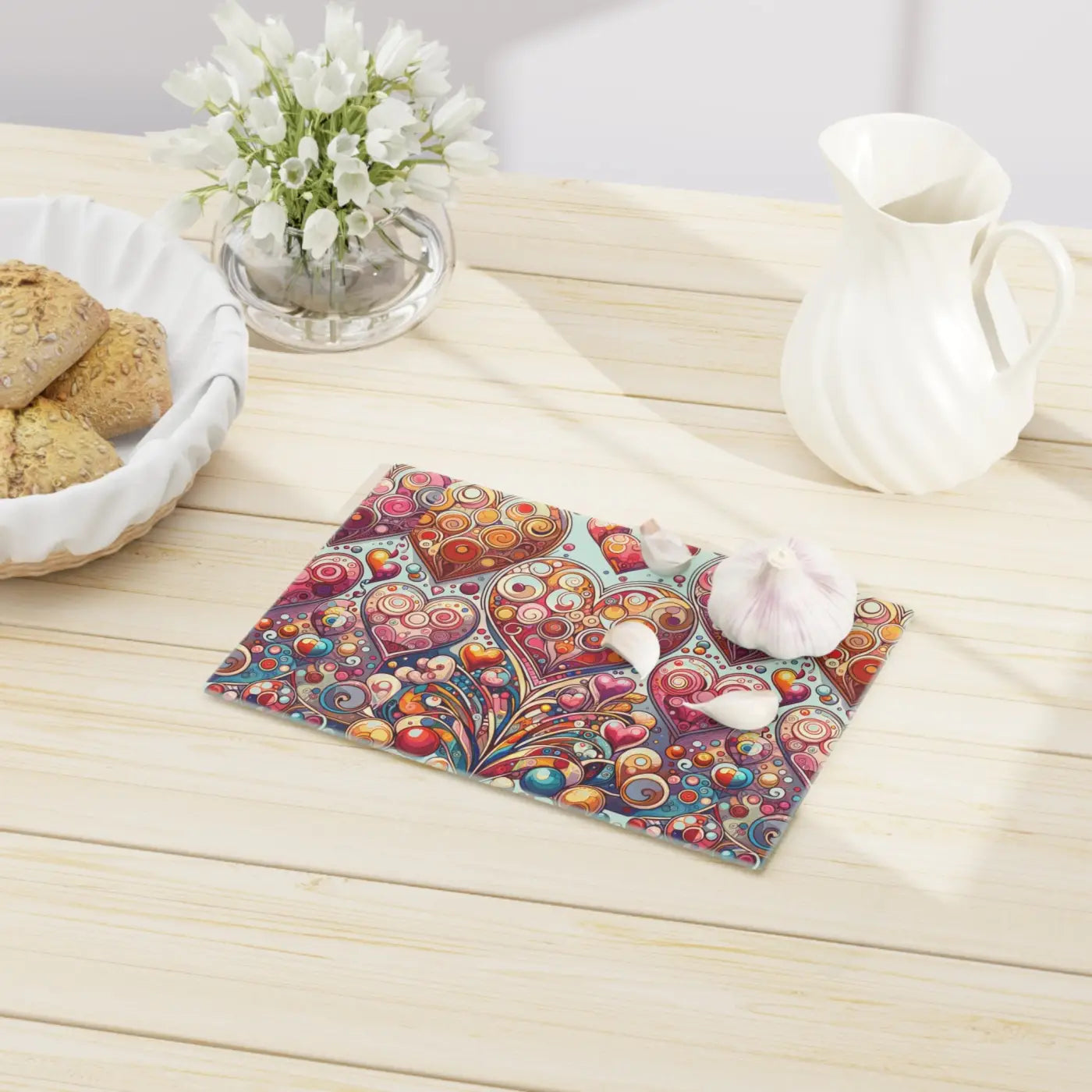 Hearts Cutting Board - Decorative Kitchen Essential - DipaliZ